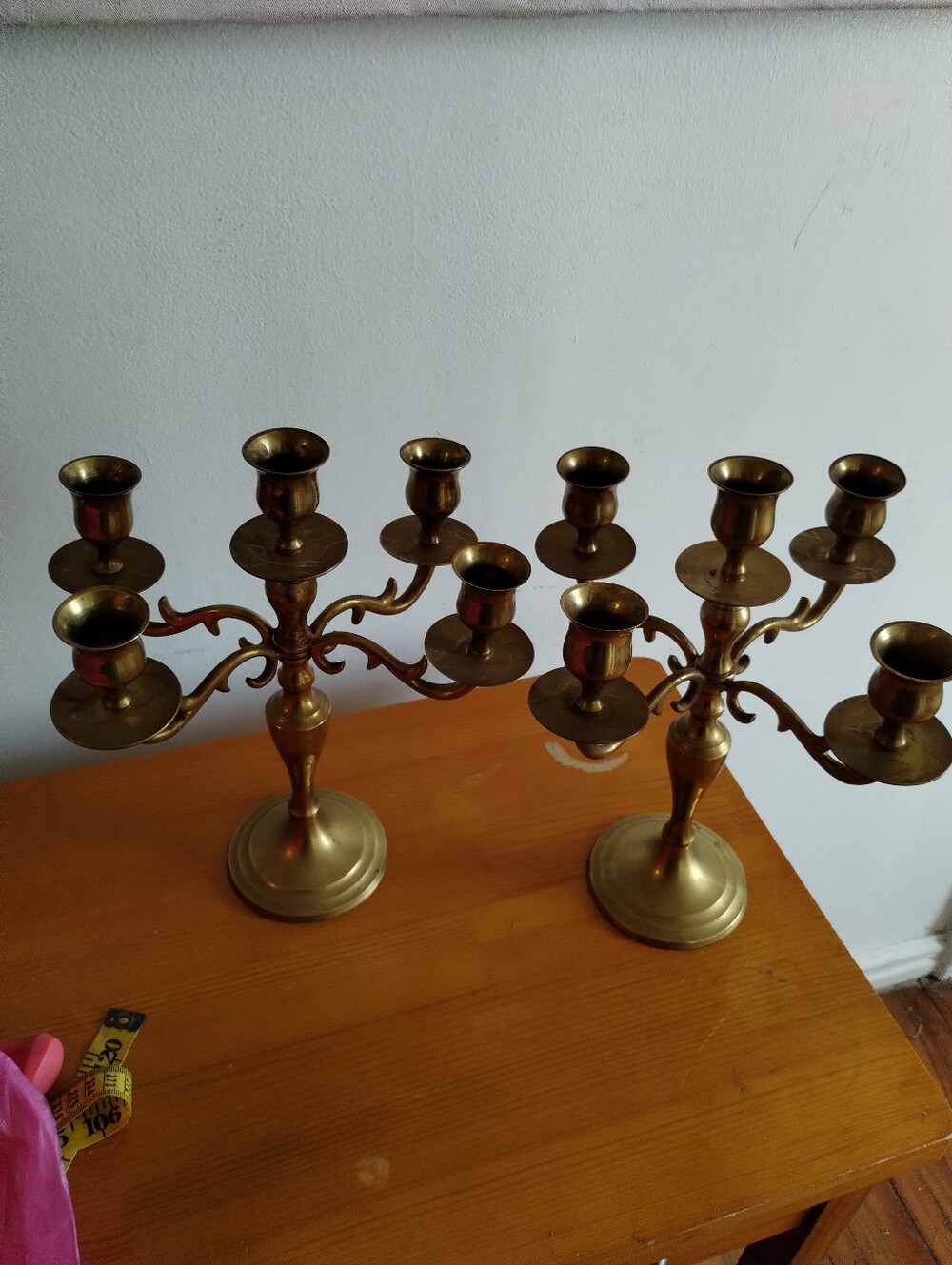 VTG Delgif India Candelabre 5 Branches Brass Set (2)